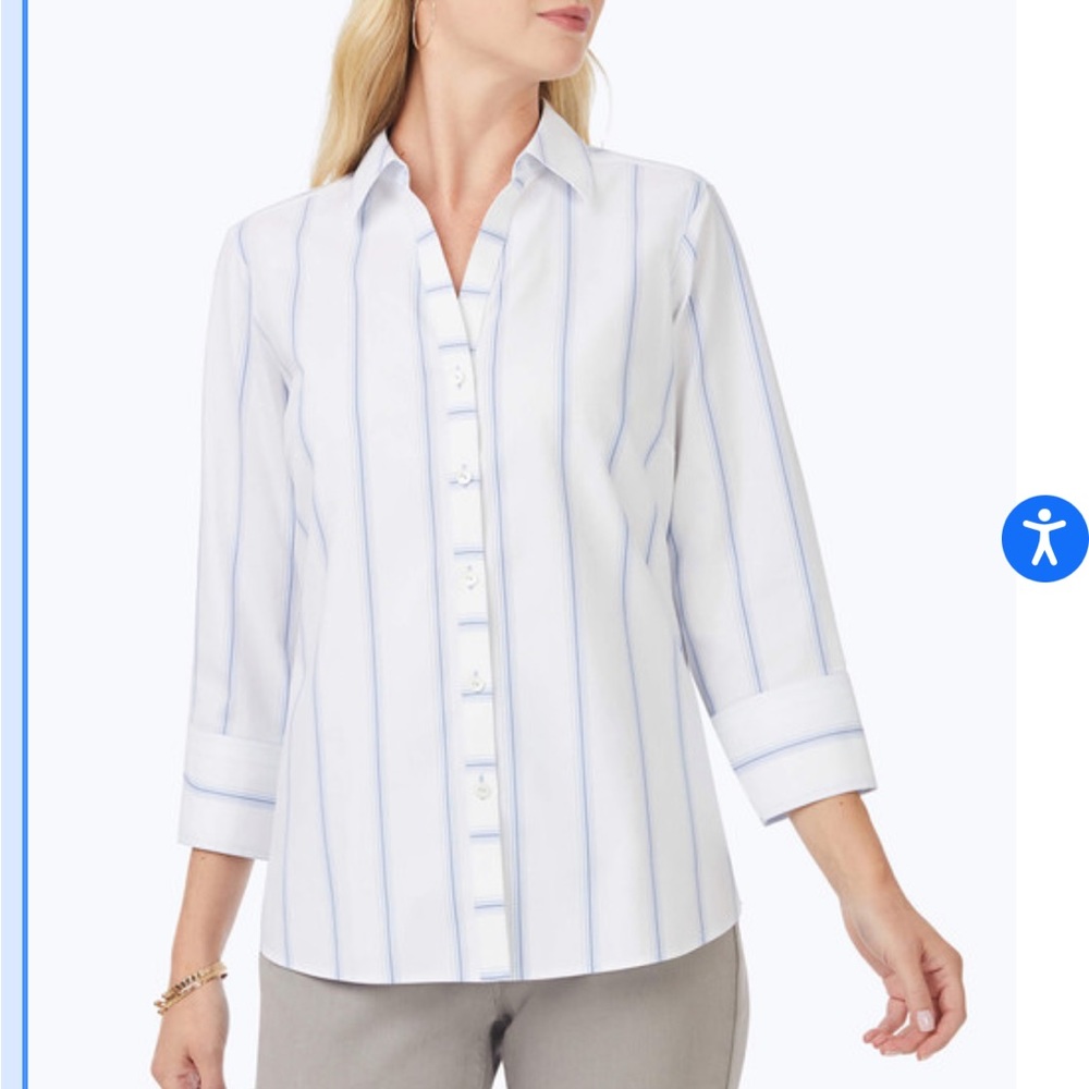 Foxcroft NYC Non-Iron Pinstriped Shirt - Picture 4 of 4